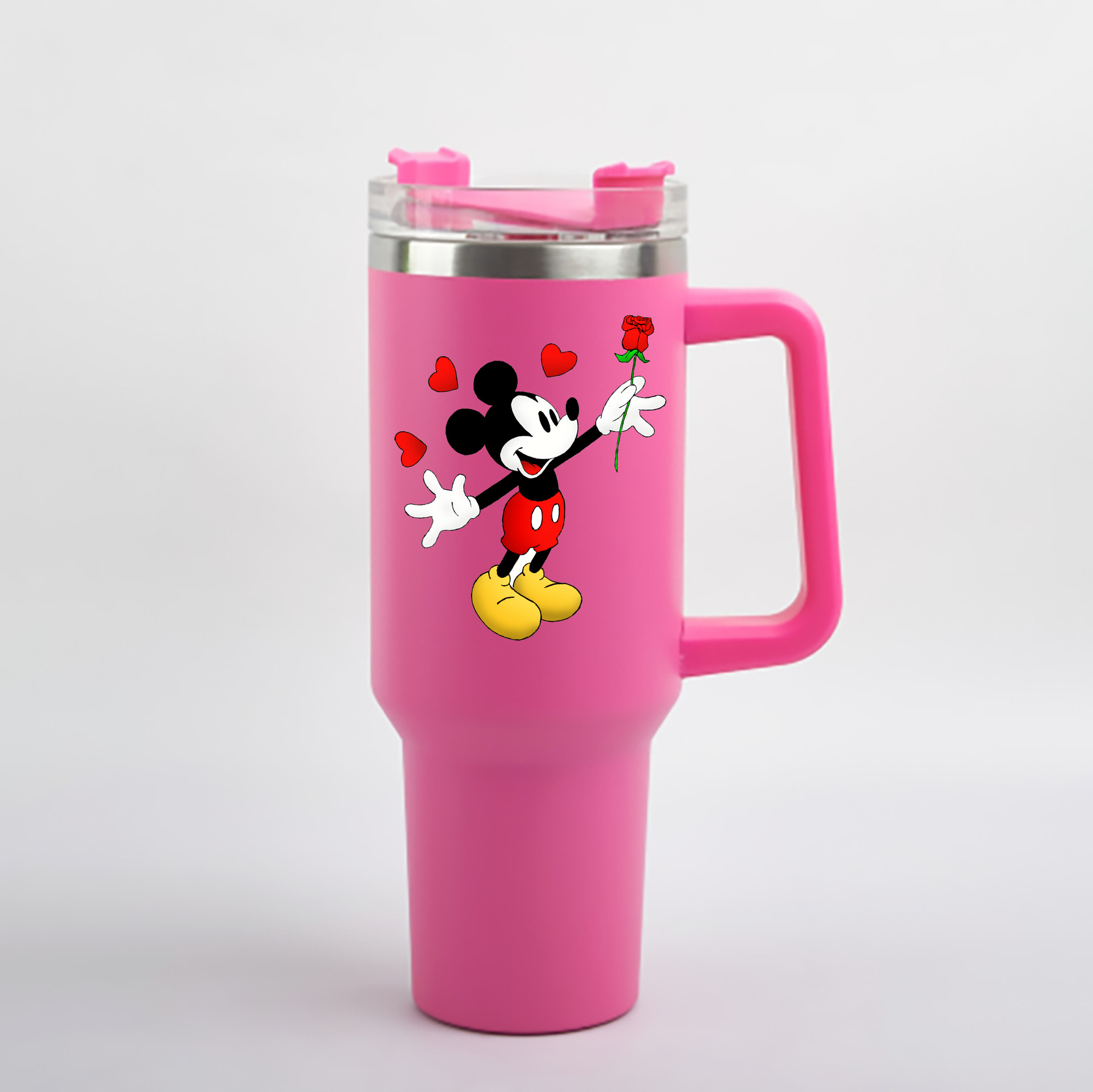（画像用） ミッキーマウス Mickey Mouse 1200mL車用タンブラー - クリスタルステッカー（プラスチックストロー付き）
